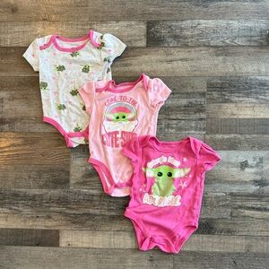 Baby Yoda Pink and Gray Body Suit Lot